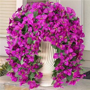 2 pcs Artificial Faux Bougainvillea Flowers Plants for Outdoor Outside Summer